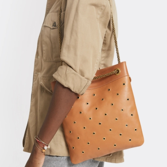 Clare V Delphine shoulder bag Cuoio leather grommets dust bag - Picture 3 of 12